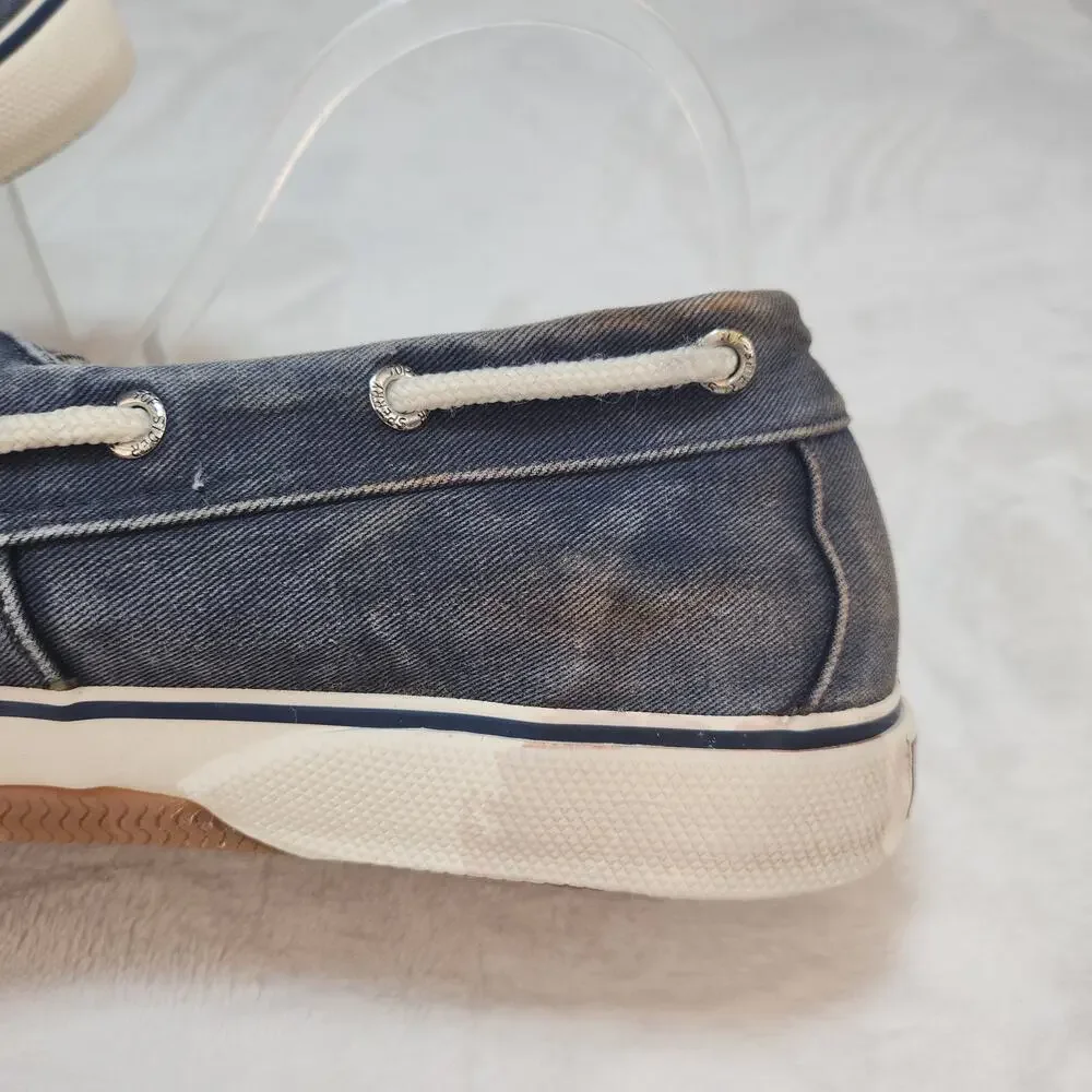 Sperry Top Sider Mens 12 Blue Canvas Boat Shoes Faded Low Tops Fabric Preppy